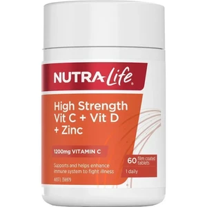 (PRE ORDER) Nutralife High Strength Vitamin C 1200mg + Vitamin D + Zinc 60 Tablets life shelf 2yrs